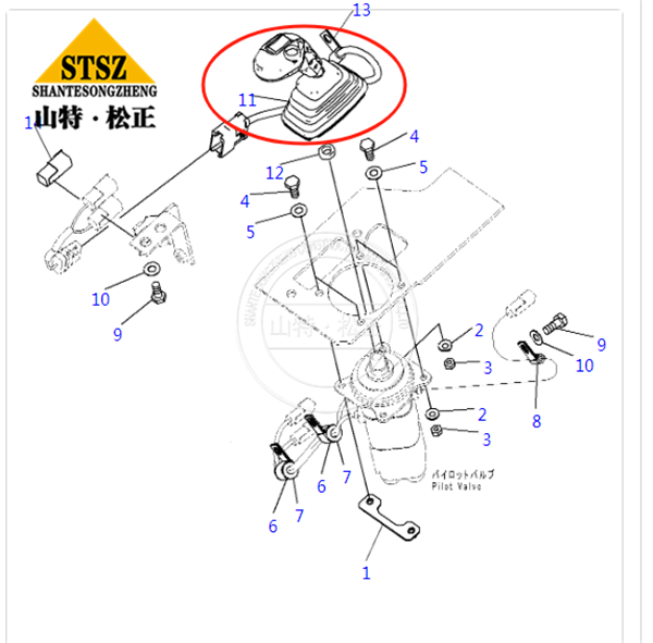 WA380, WA430, WA470, WA480控制杆LEVER ASSEMBLY 423-V91-4144