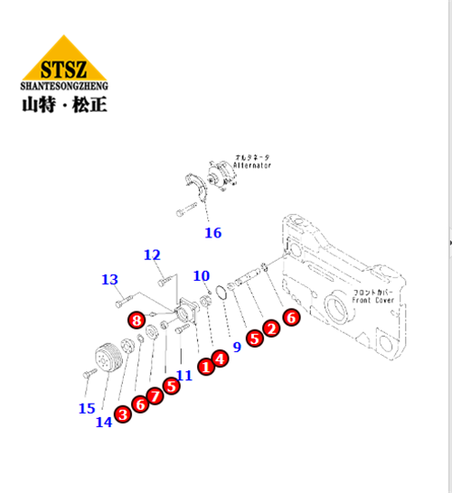 HD785-7发电机驱动6215-21-3402,小松原厂件