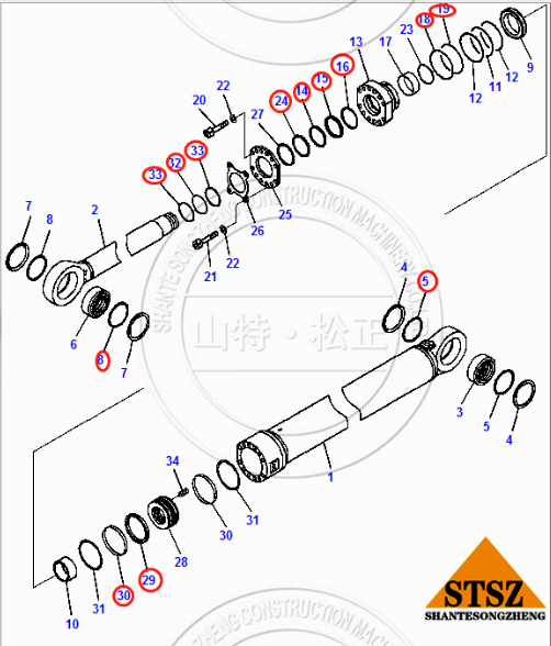进口PC2000-8动臂油缸修理包707-99-96230