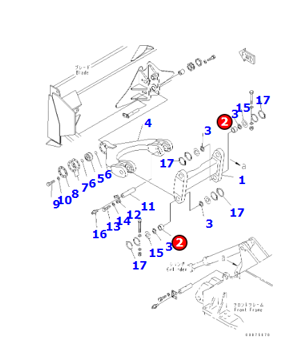 进口轮式推土机WD600配件41E-70-15890衬套-济宁山特松正工程机械