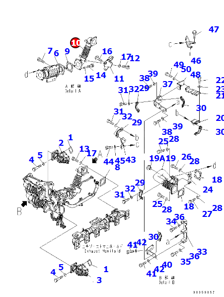 供应挖掘机PC850配件6261-11-9120排气管-济宁山特松正工程机械