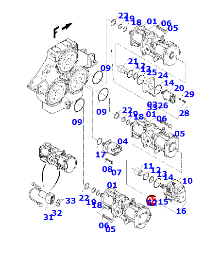 进口大型矿山挖掘机PC3000配件708-2K-00024液压泵-济宁山特松正工程机械