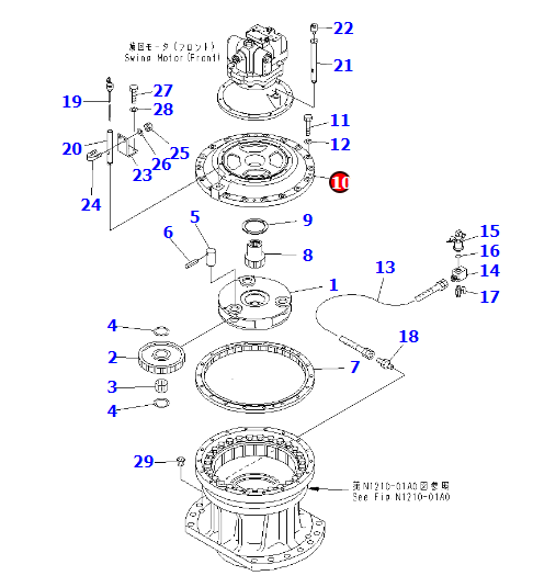 矿山挖机PC2000-8 回转立轴21T-26-31110